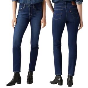 Levi's 724 High Rise Straight Leg Jeans Size 28 Dark Blue Denim